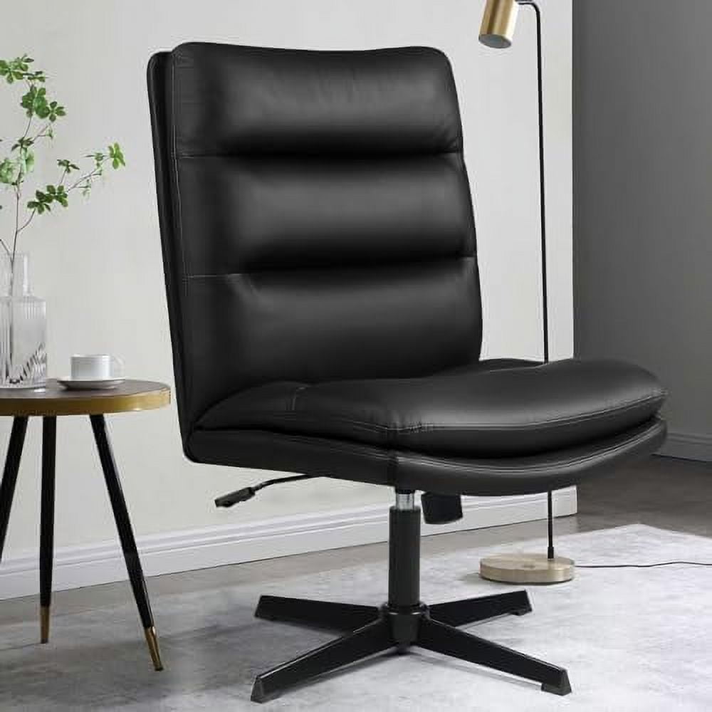 Hblukdl Pu Padded Armless Office Desk Chairs No Wheels High Back Wide