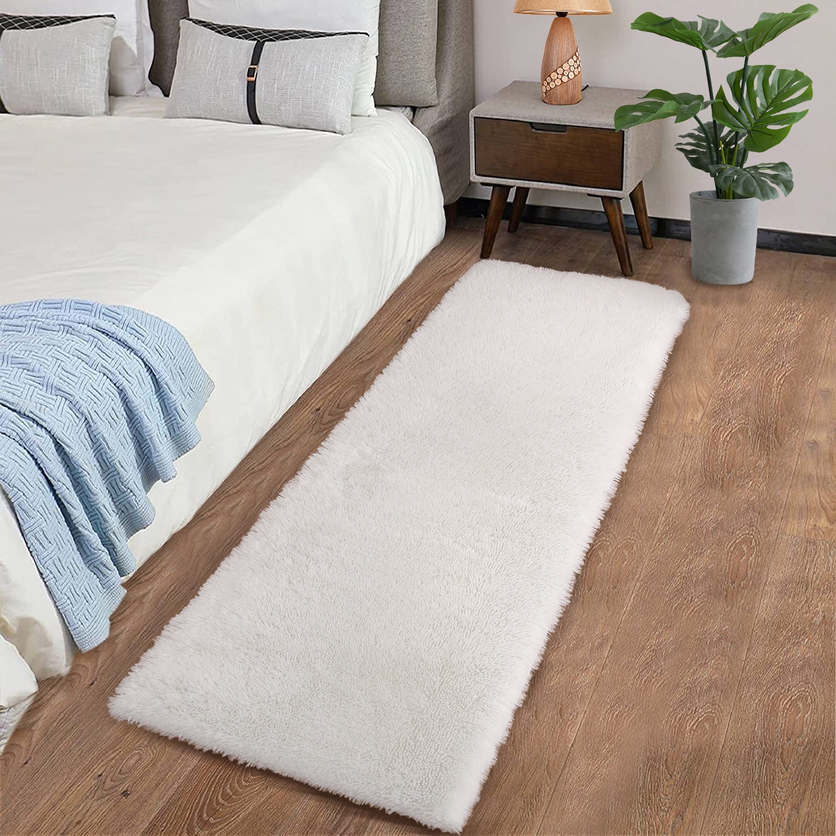 Homerry Plush Polyester Shag Area Rug X Fluffy Runner Rug Plush