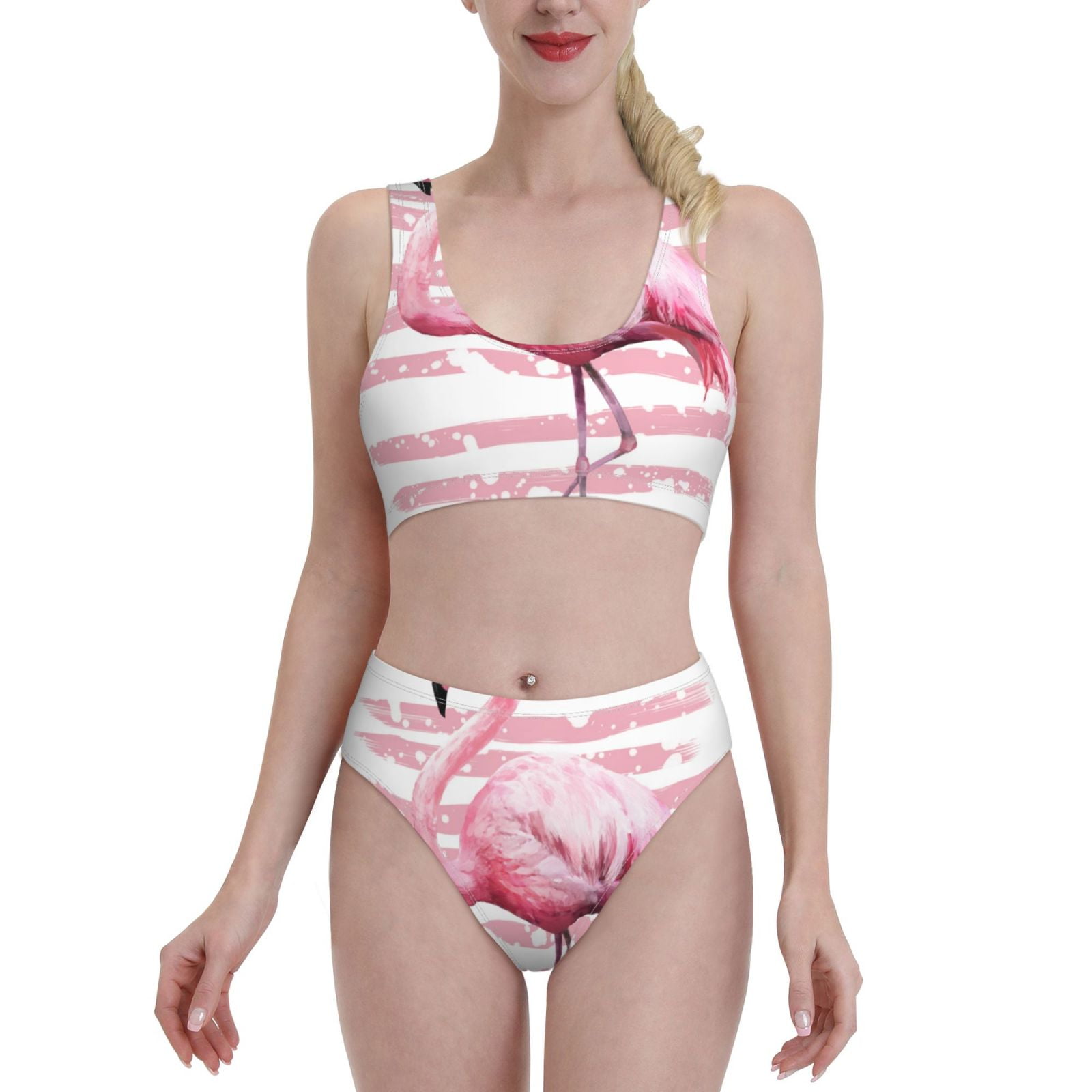 Haiem Flamingo Women S High Waisted Bikini Set Two Piece Bathing Suits