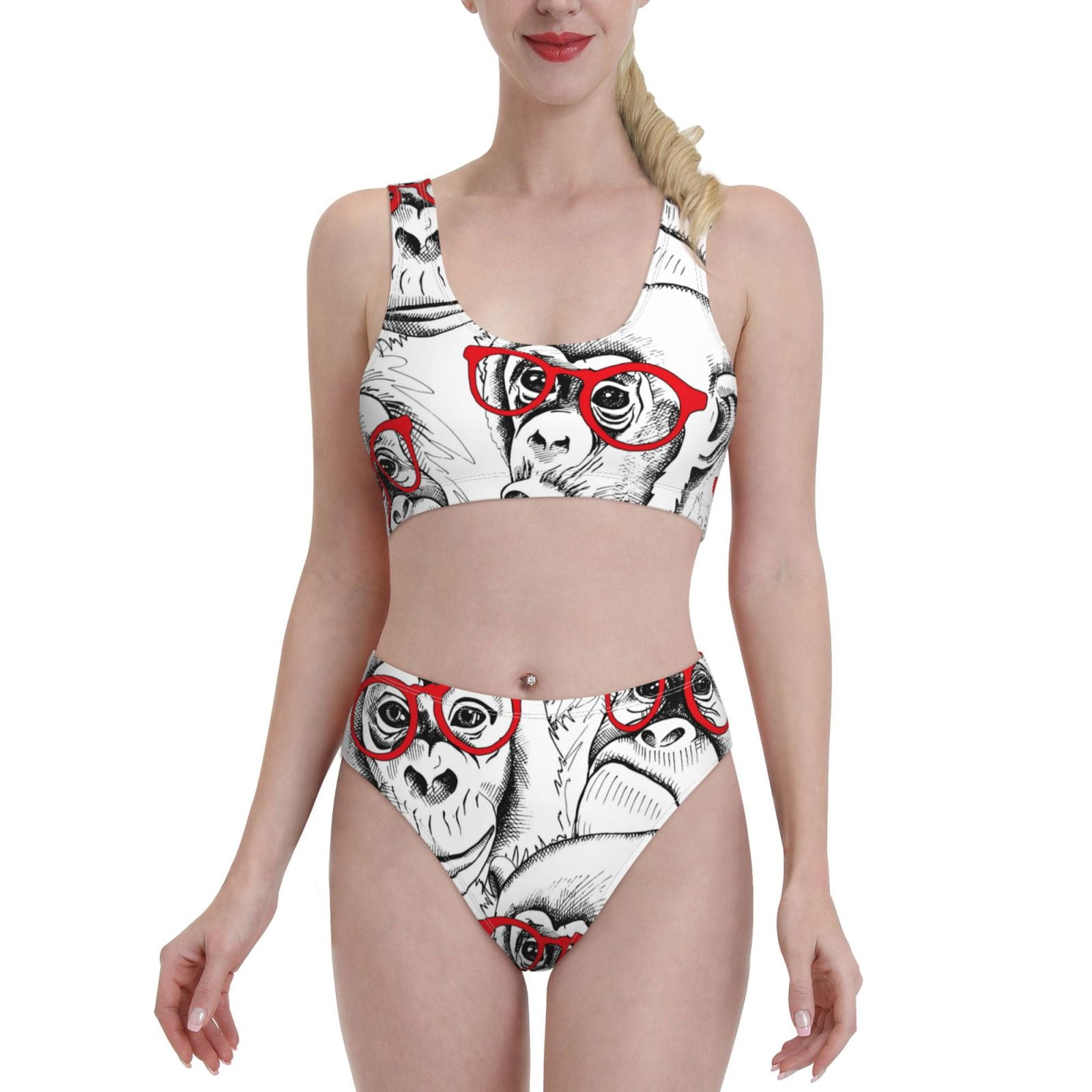 Haiem Monkey Women S High Waisted Bikini Set Two Piece Bathing Suits