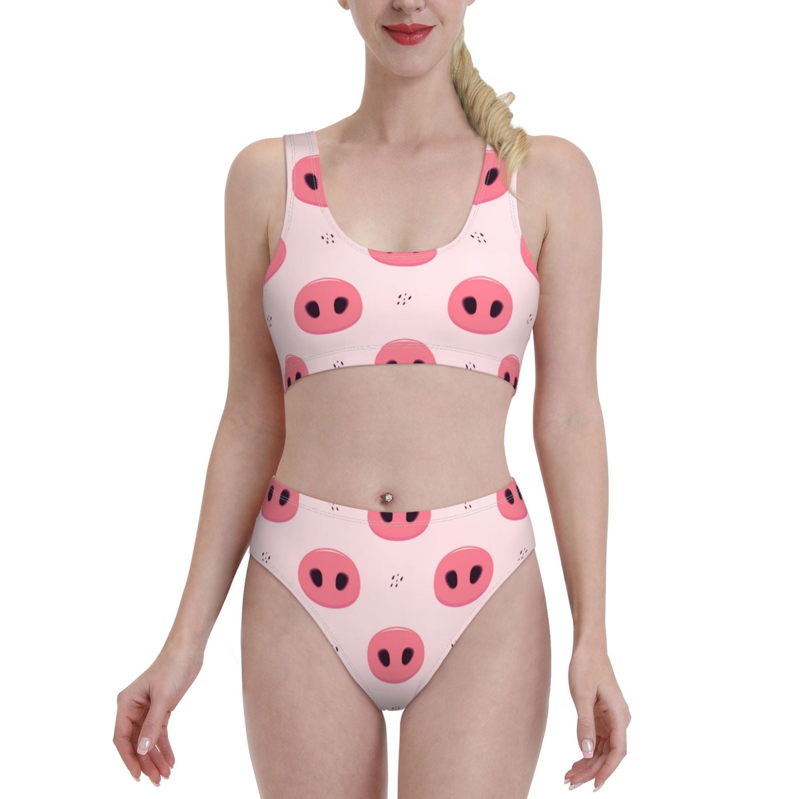 Haiem Pig Noses Women S High Waisted Bikini Set Two Piece Bathing Suits