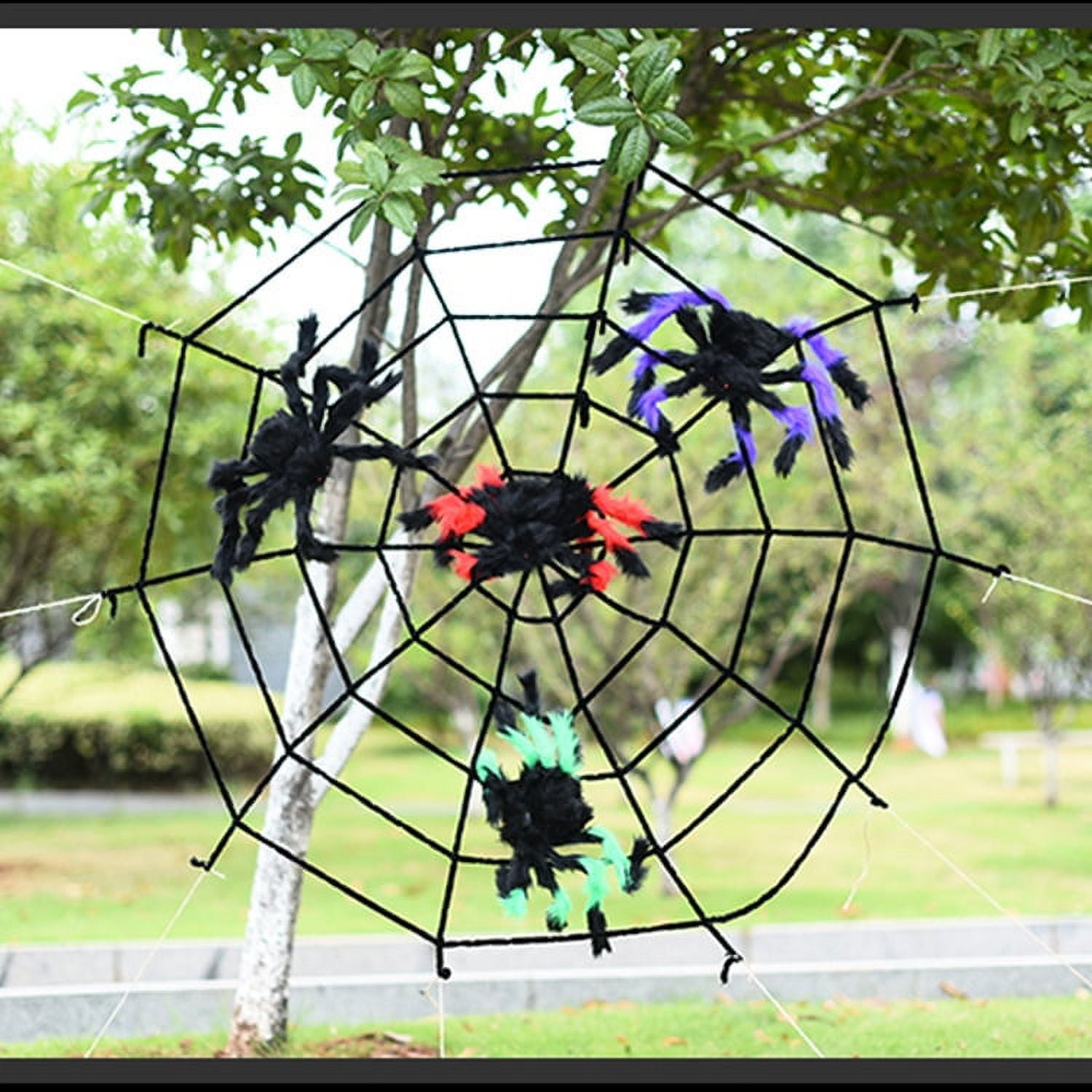 Halloween Decorations Outdoor Spider Web With Spider Outside Scary