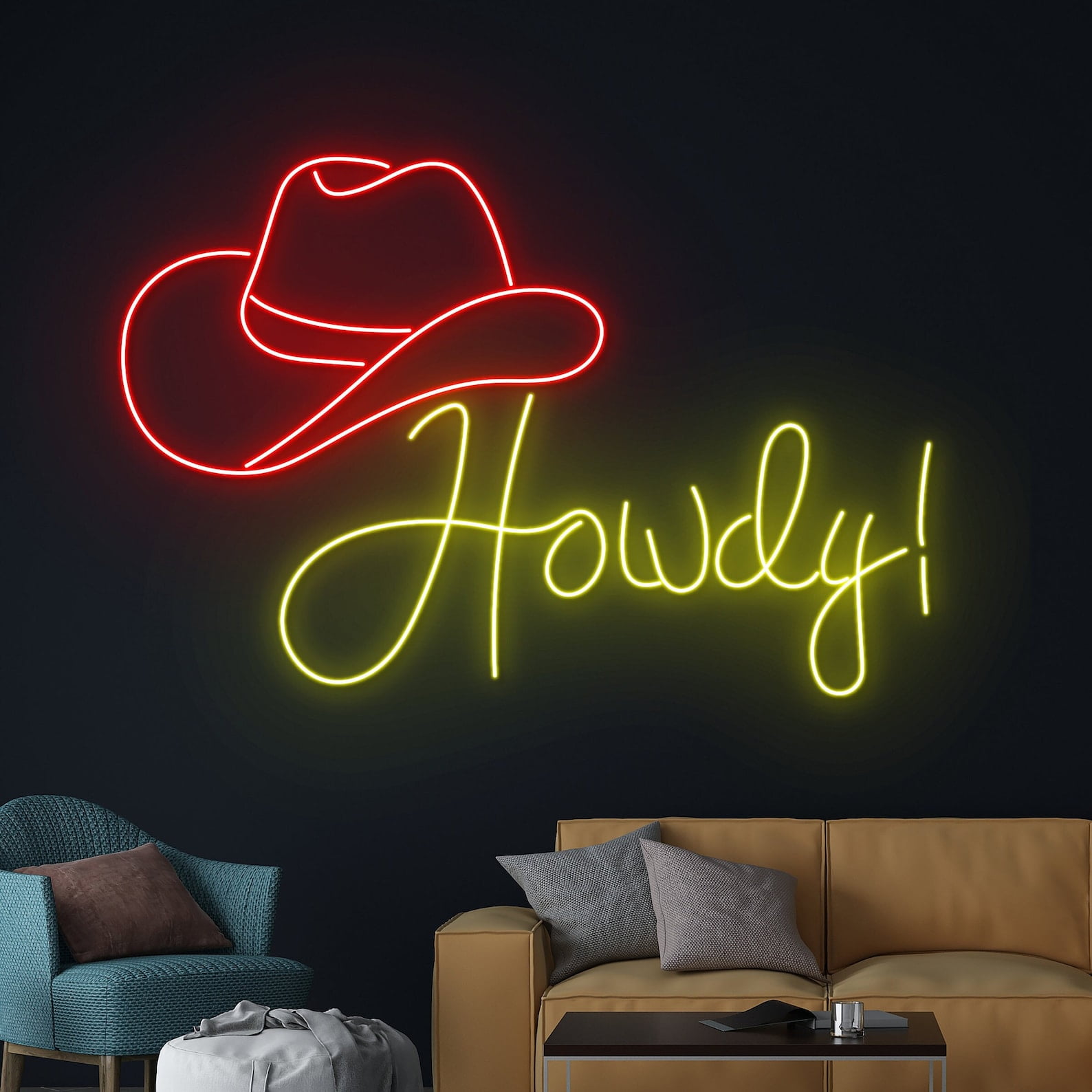 Handmadetneonsign Howdy Cowboy Hat Neon Sign Cowboy Howdy Led Light