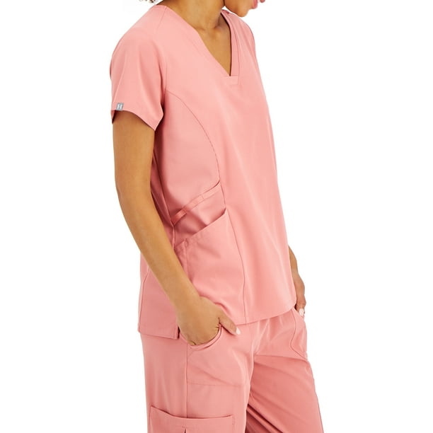 Hanes ComfortFit Stretch Women's and Women's Plus Vneck Rib Scrub Top - best place to buy medical scrubs