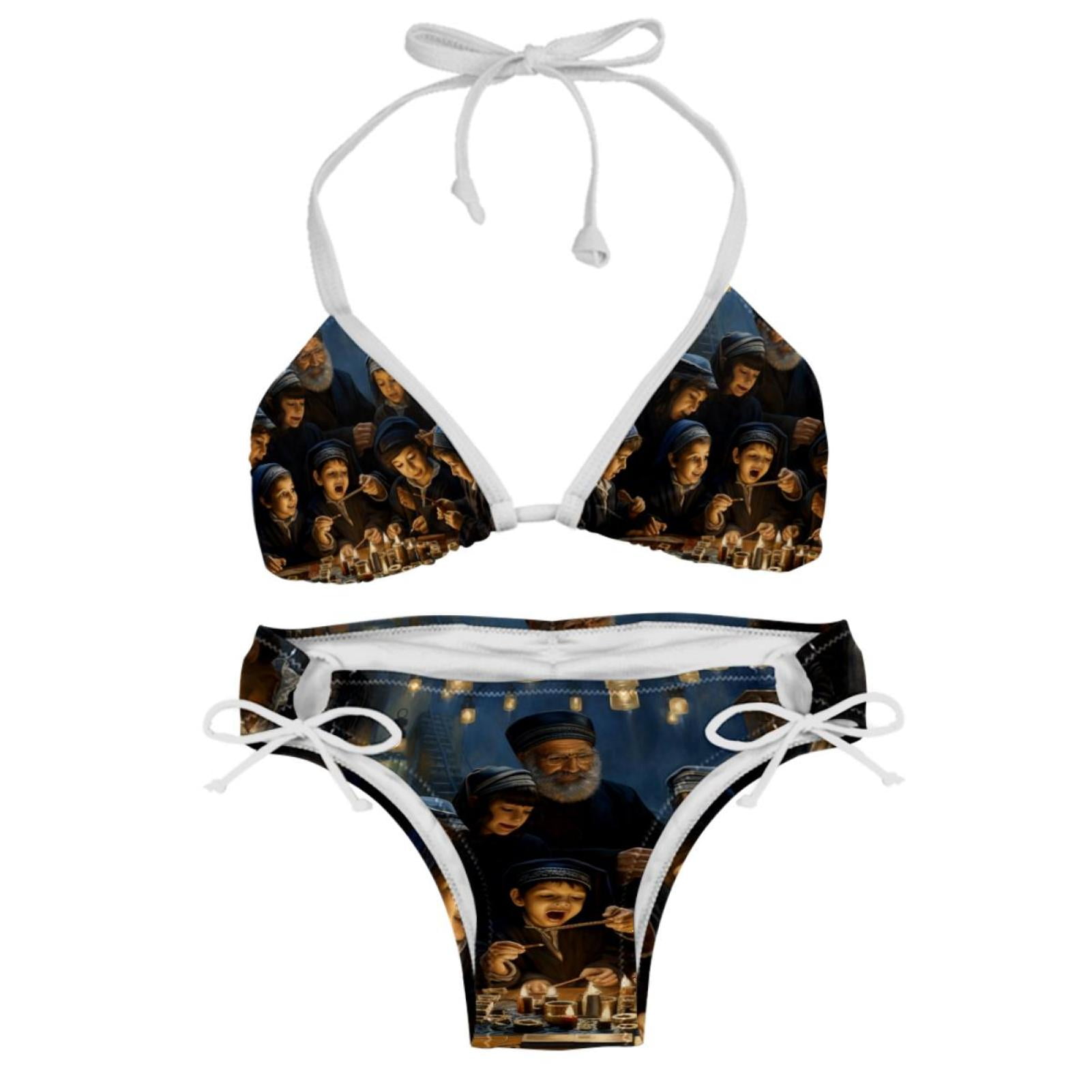 Hanukkah Women S Detachable Sponge Adjustable Strap Bikini Set Swim