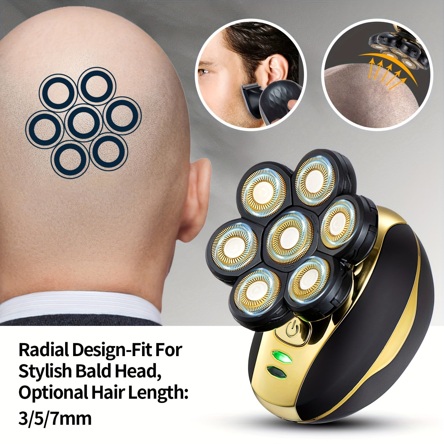 Head Shaver For Bald Men Upgrade 7D Shavers Waterproof Bald Head Close