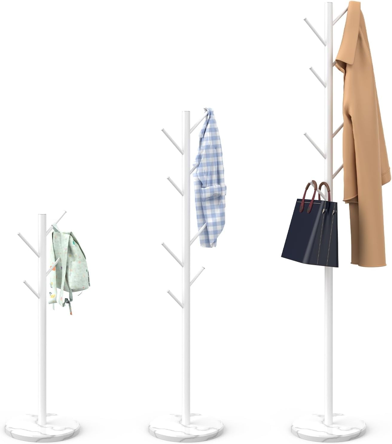 Heavy Duty Coat Rack With Natural Marble Base Freestanding Metal Coat