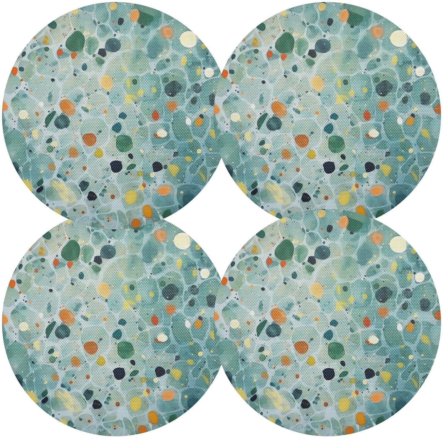 Hidove Round Braided Placemats Set Of 6 Colorful Tile Print Washable