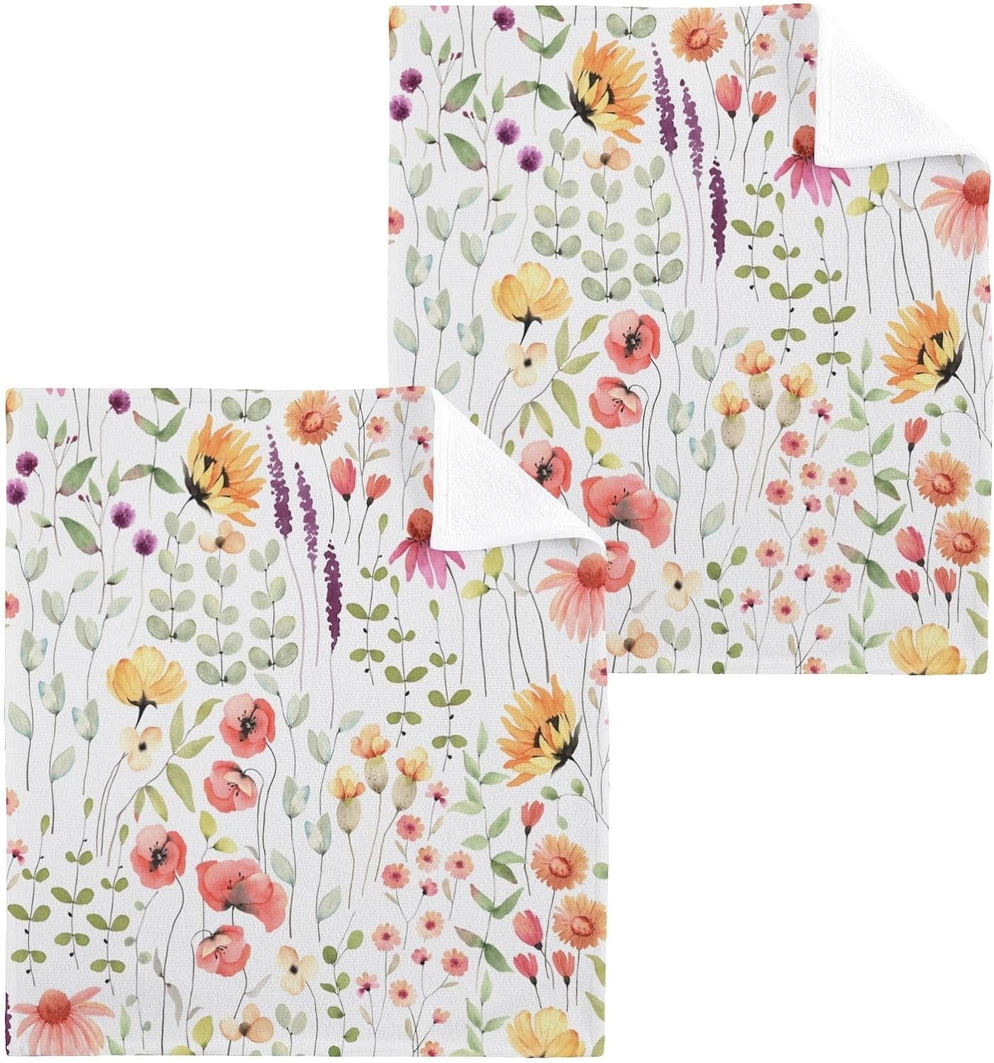 Hidove Watercolor Flowers Wash Cloth Set Of X Inch Cotton Baby