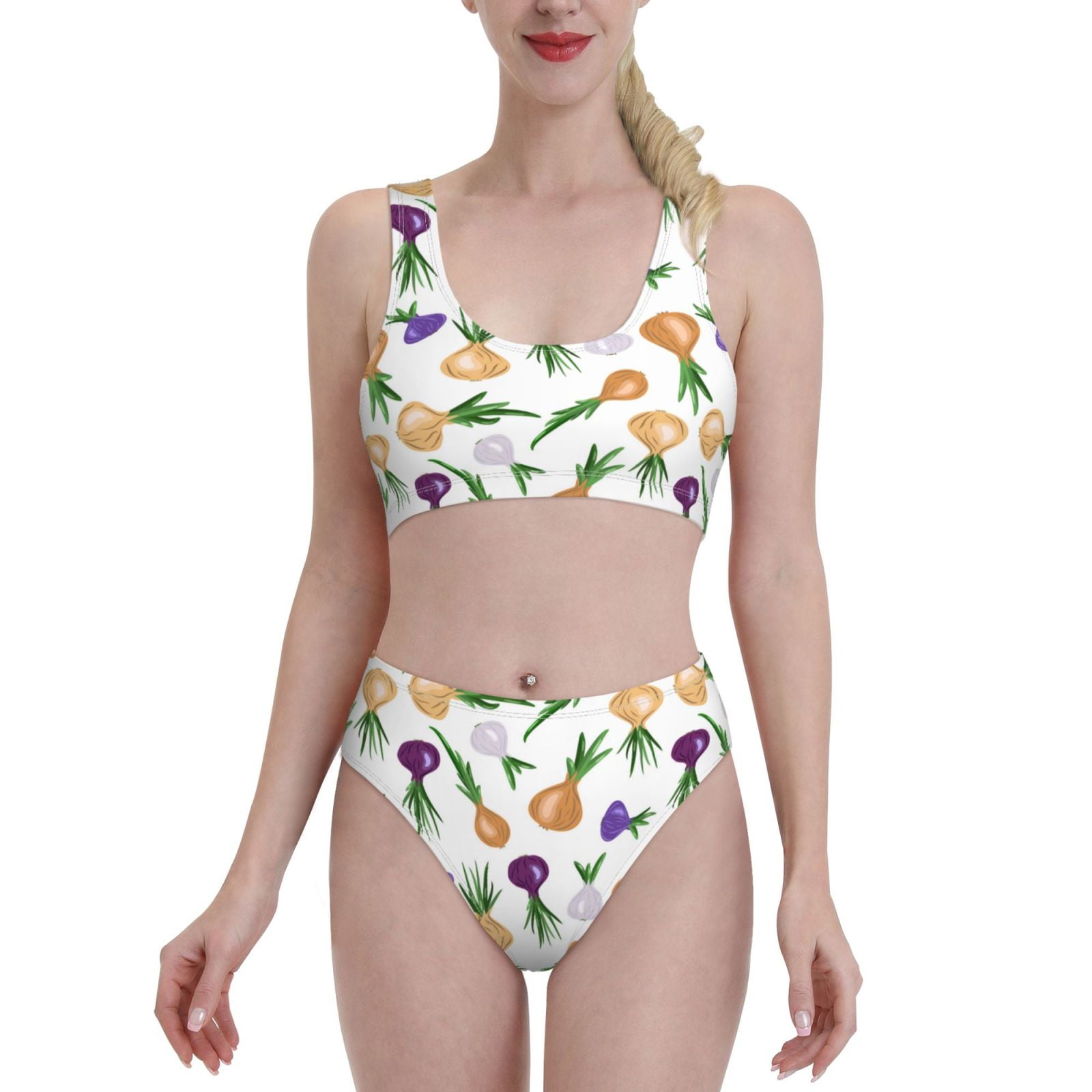 High Waisted Bikini Sets For Women Onion Colorful 2 Piece Sporty