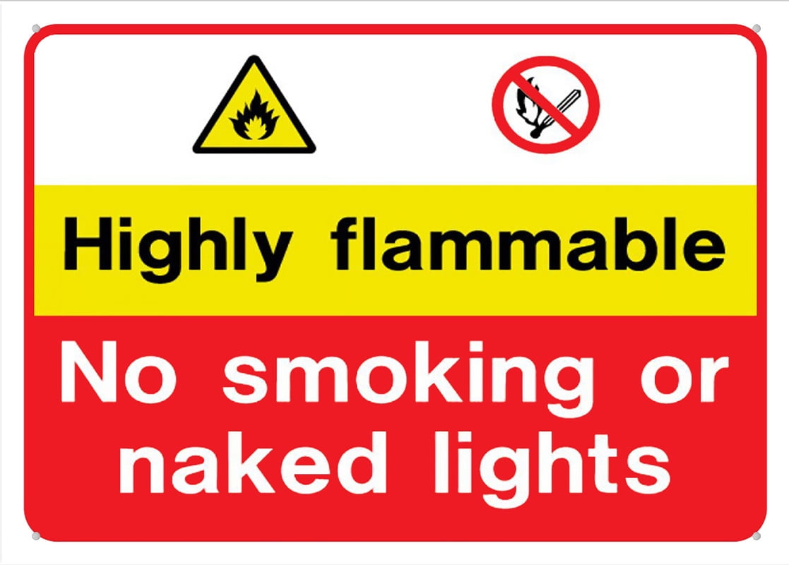 Highly Flammable No Smoking Or Naked Lights Sign Metal X Inch Rust