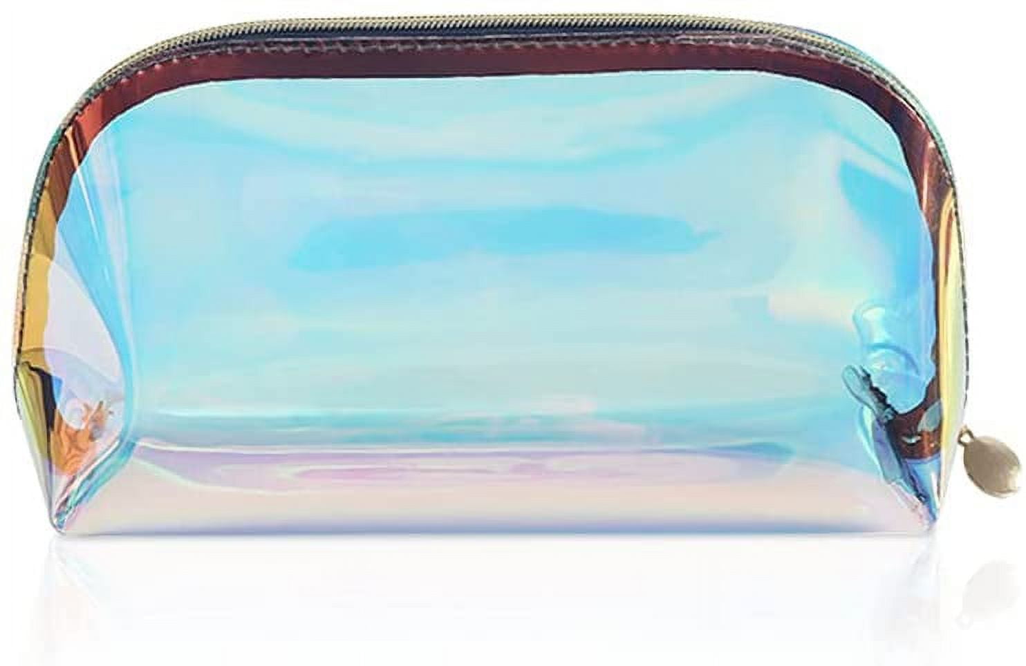 Holographic Makeup Bags Clear Iridescent Cosmetic Pouch With Zipper