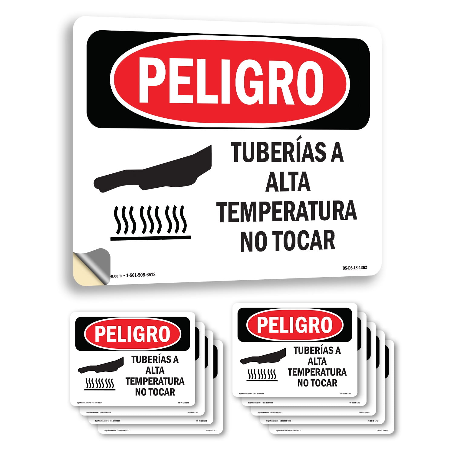 Hot Pipes Do Not Touch Spanish OSHA Danger Vinyl Decal Label 7 Inch X 5 Inch 10 Pack Walmart