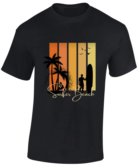 Hot Trending Kiraa Tee With Surfer Beach Silhouette Casual Summer