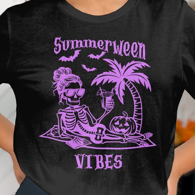Hot Trending T Shirt With Summerween Vibes T Shirt Cute Skeleton Beach