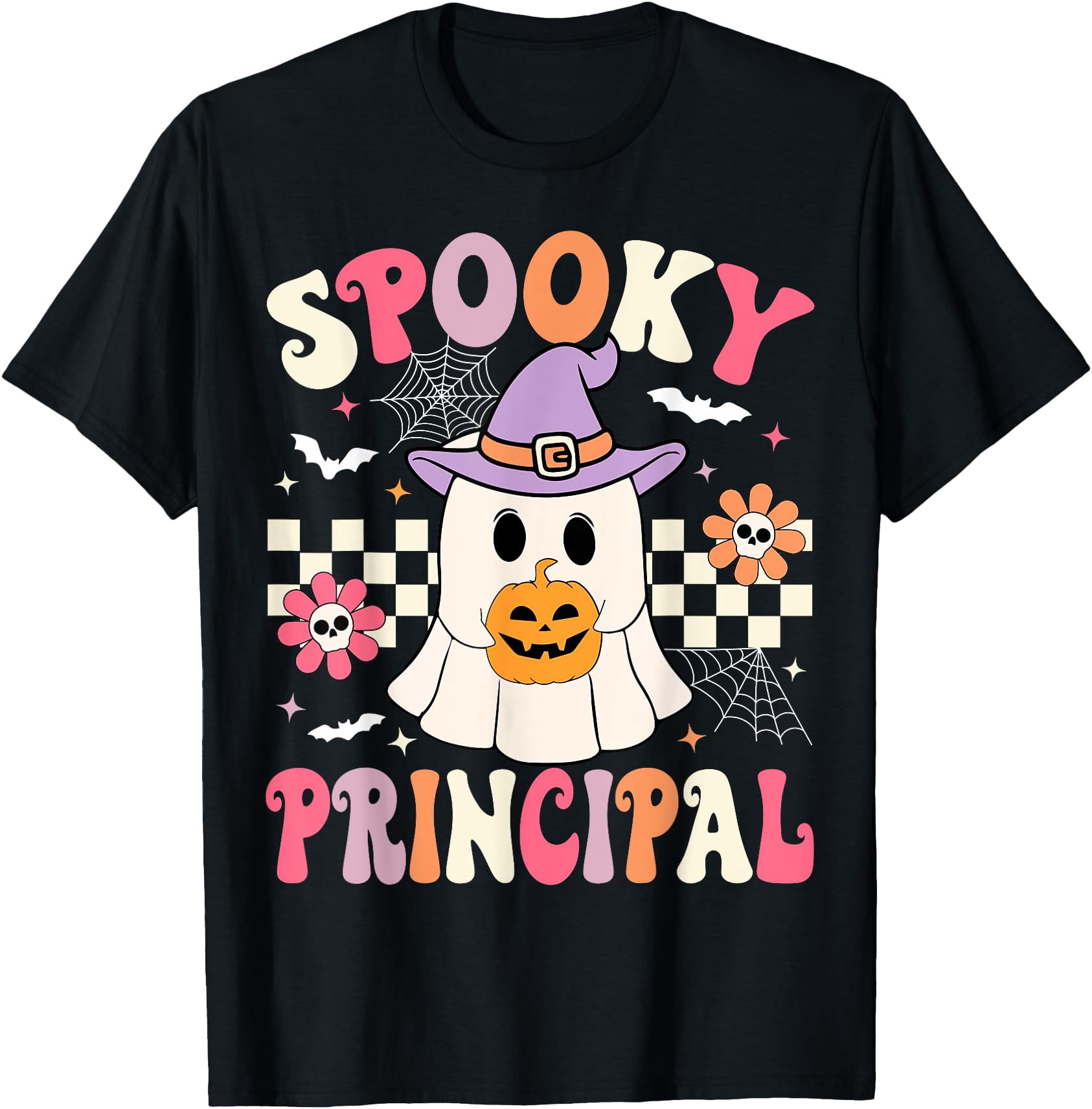 Hot Trending Tee With Groovy Spooky Principal Ghost Pumpkin Halowen