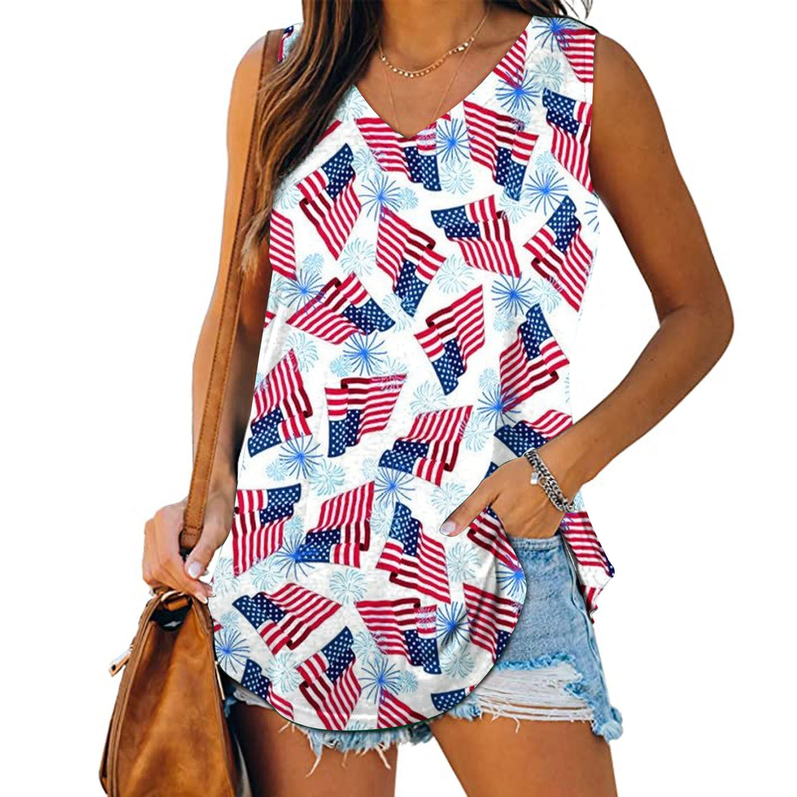 Huge Memorial Day Savings Pitauce Tank Top For Women American Flag