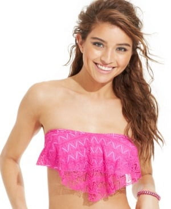 Hula Honey Pink Lilac Crochet Flounce Bikini Swim Top Us Small