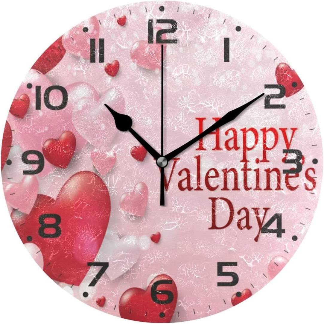 Hyjoy Valentine S Day Hearts Wall Clock Inch Silent Non Ticking