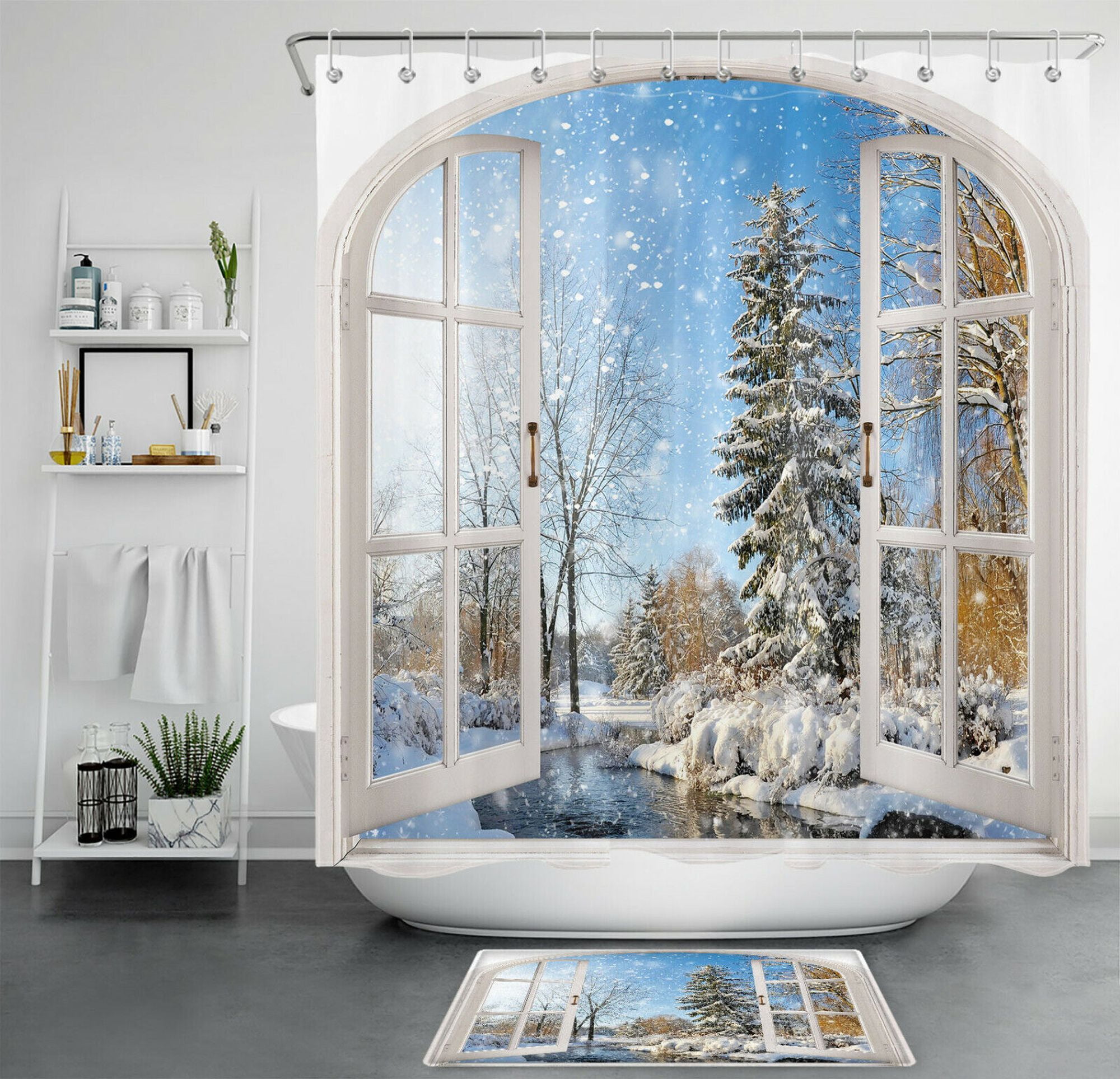 INPERCUST Winter Wonderland Shower Curtain Walmart