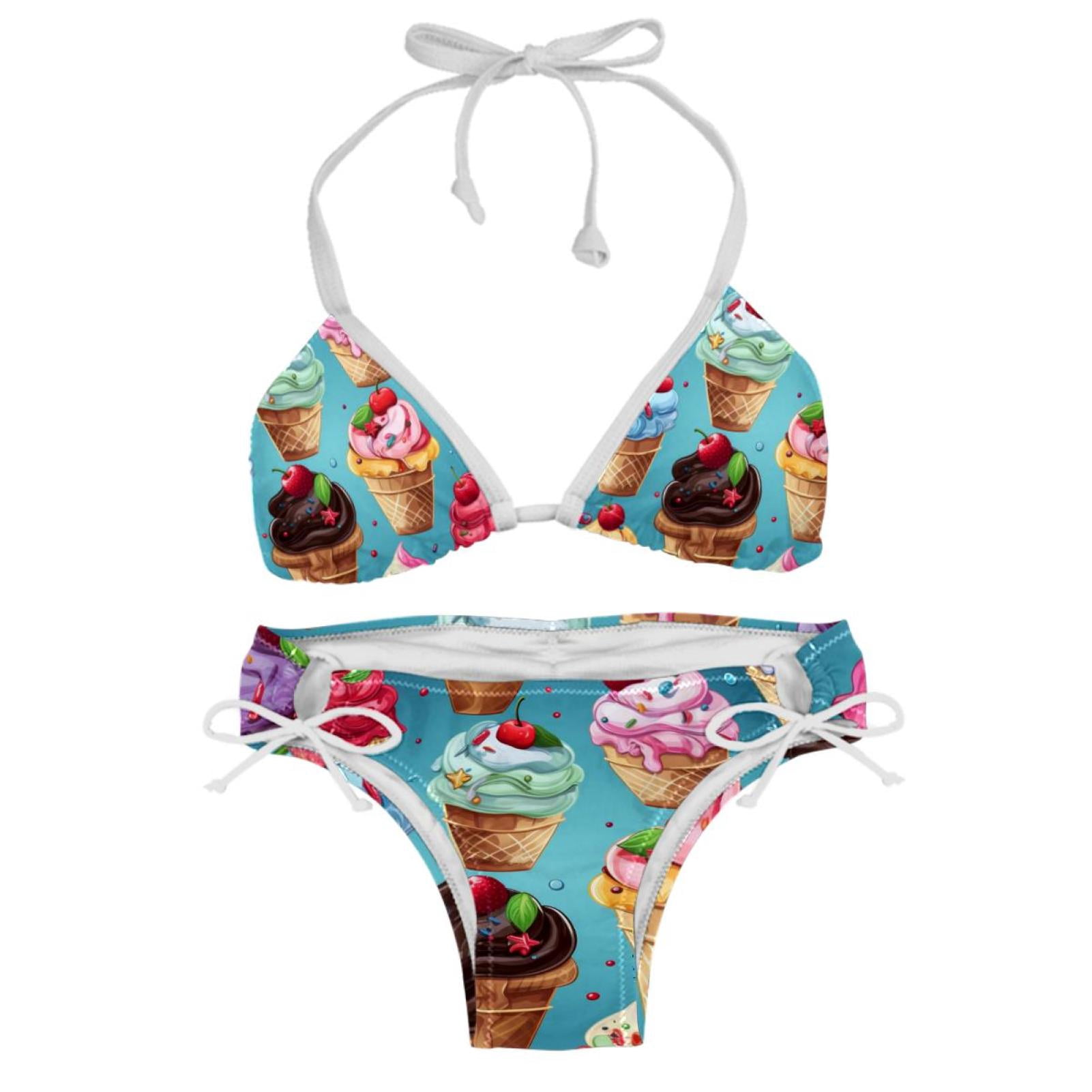 Ice Cream Swimwear Bikini Set With Detachable Sponge Adjustable Strap