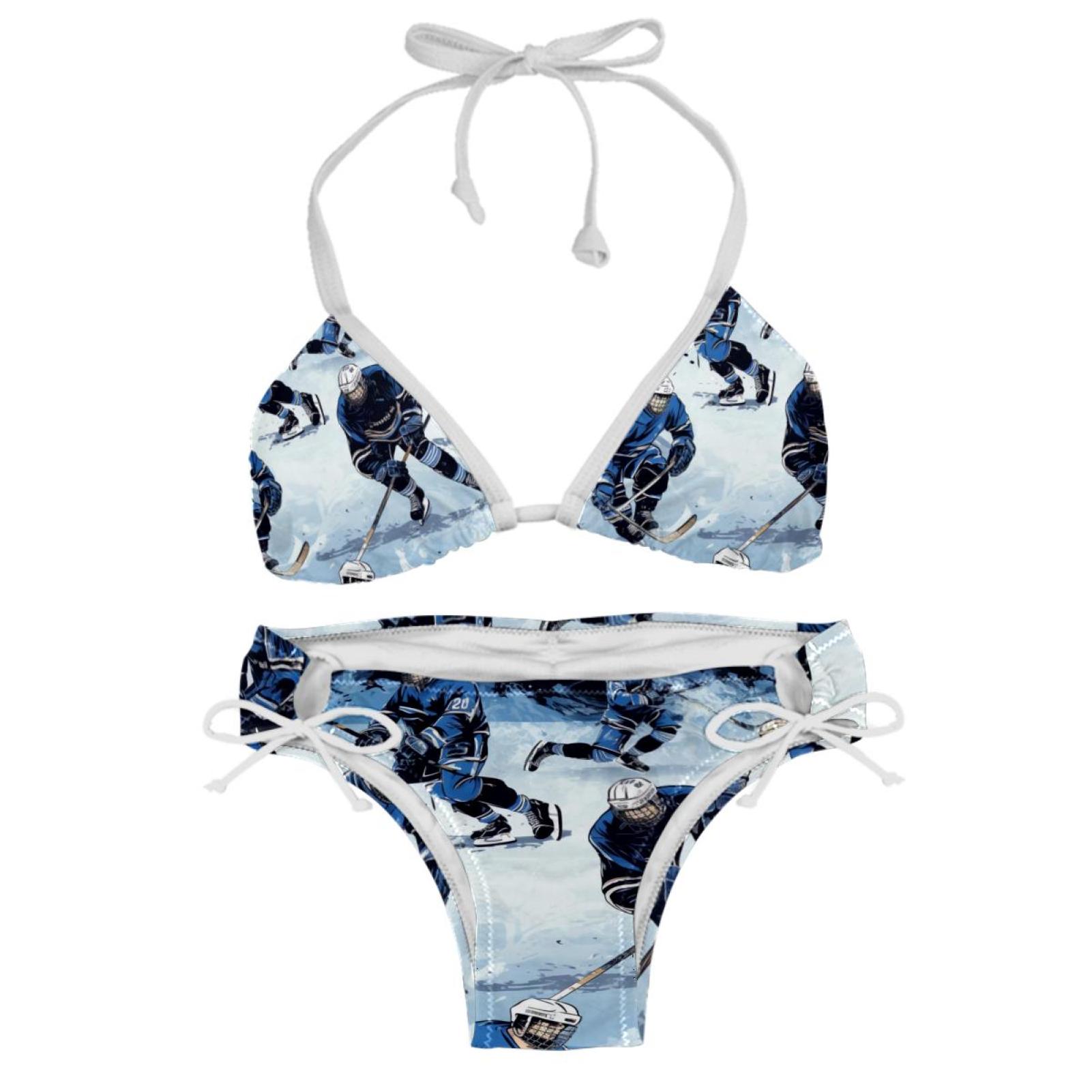 Ice Hockey Detachable Sponge Adjustable Strap Bikini Set Two Pack