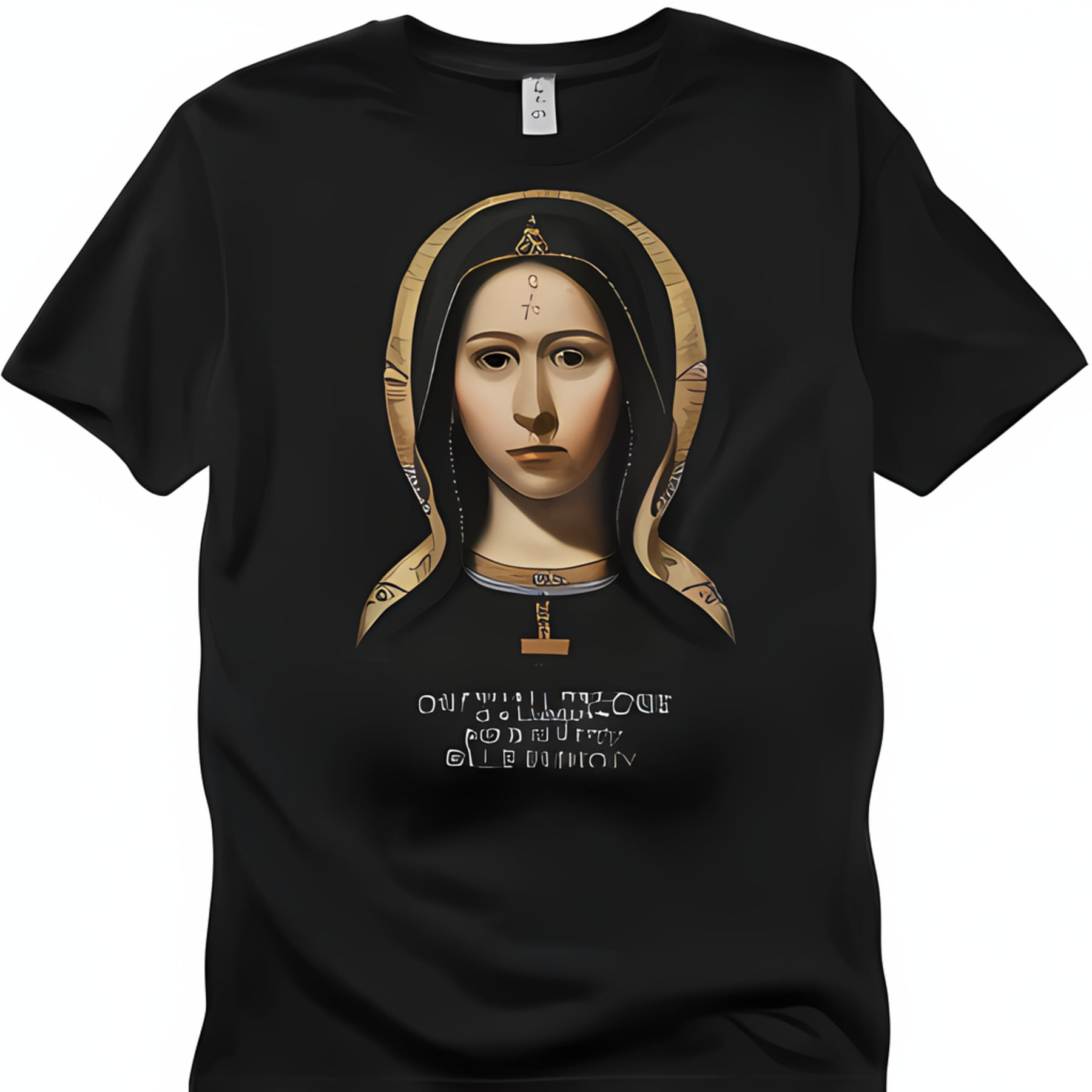 Iconic Mary Magdalene Graphic T Shirt In Black Serene Expression Gold