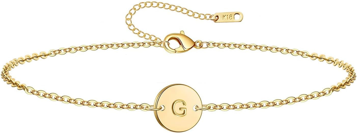 Initial Charm Bracelets K Gold Plated Stainless Steel Dainty Small