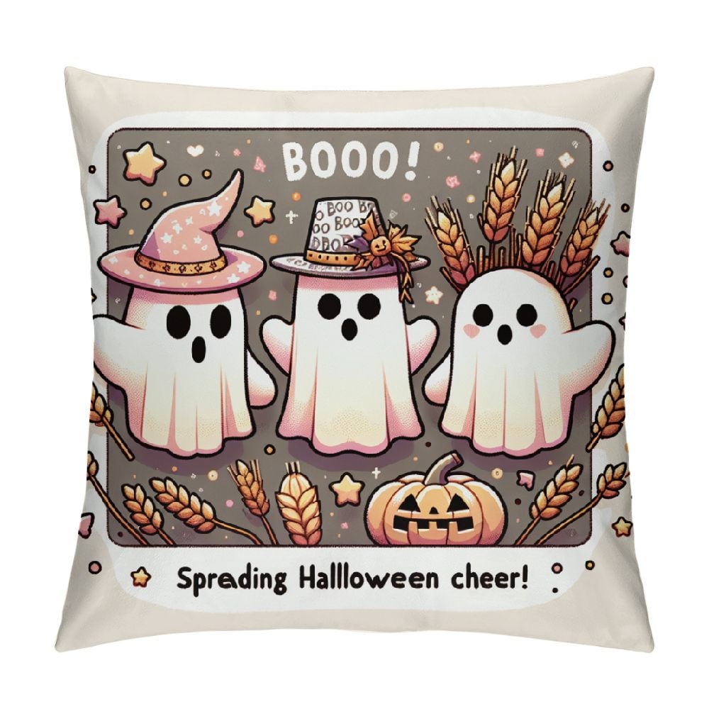 Jeuxus Halloween Boo It S Spooky Season Cute Ghost Throw Pillow Covers