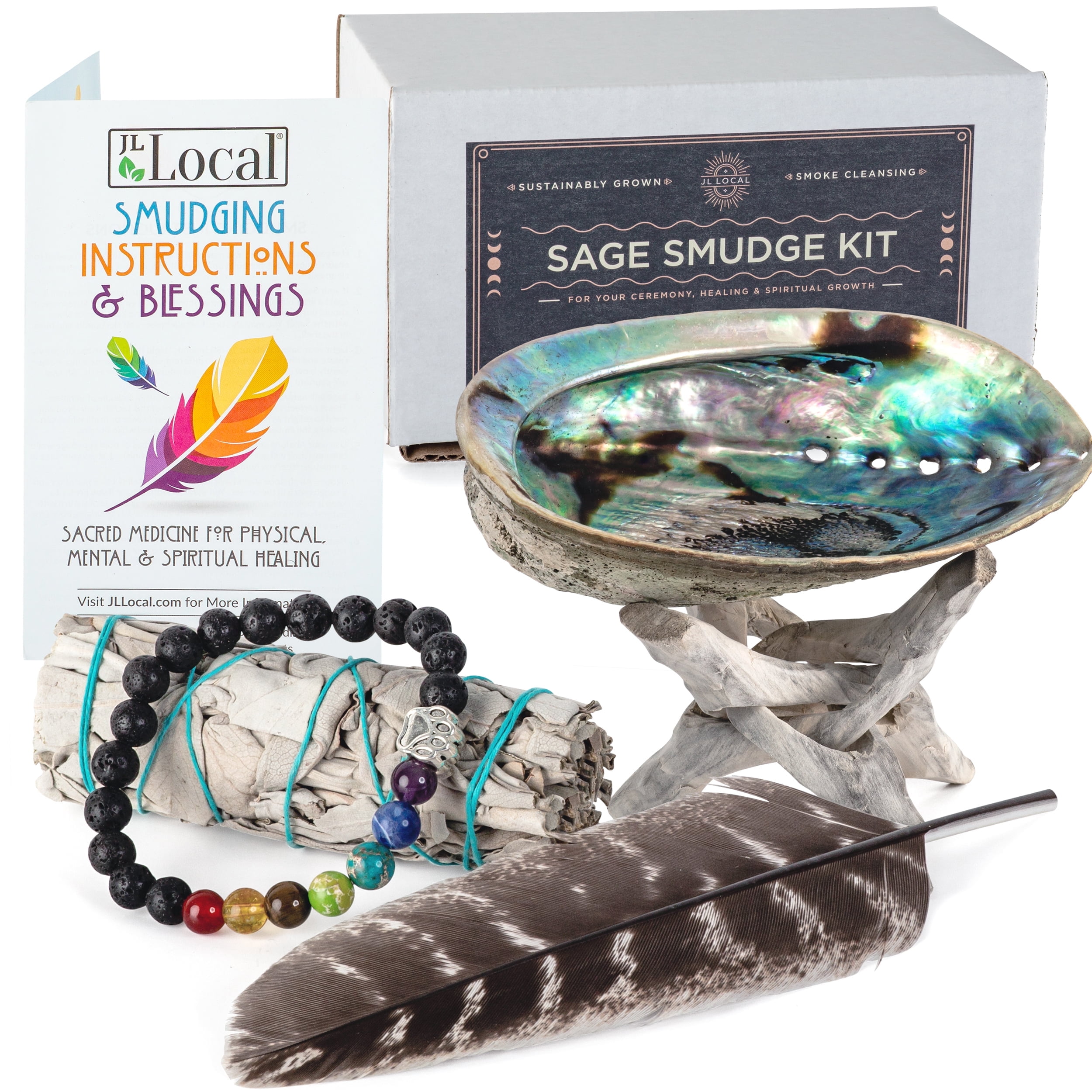 JL Local White Sage Beginner S Smudging Kit Smudge Stick Gift Kit