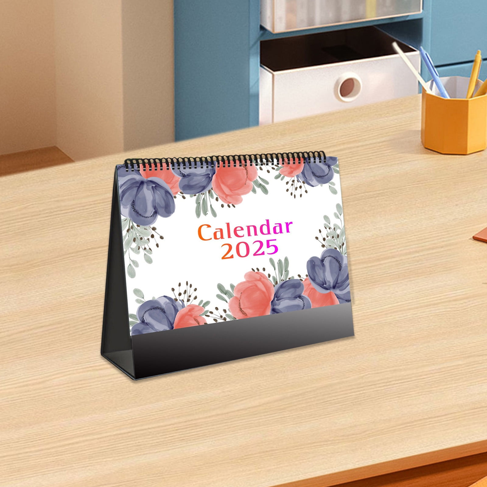 Juseo Small Desk Calendar X Flowers Standing Flip