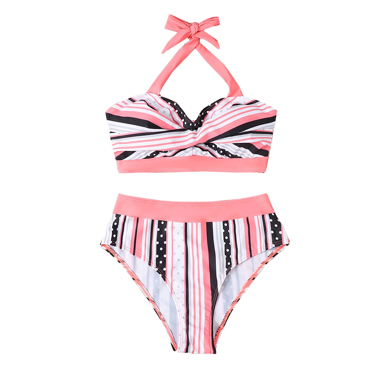 Jalioing Plus Size Bikini Sets For Women String Piece Swim Bra Stripe