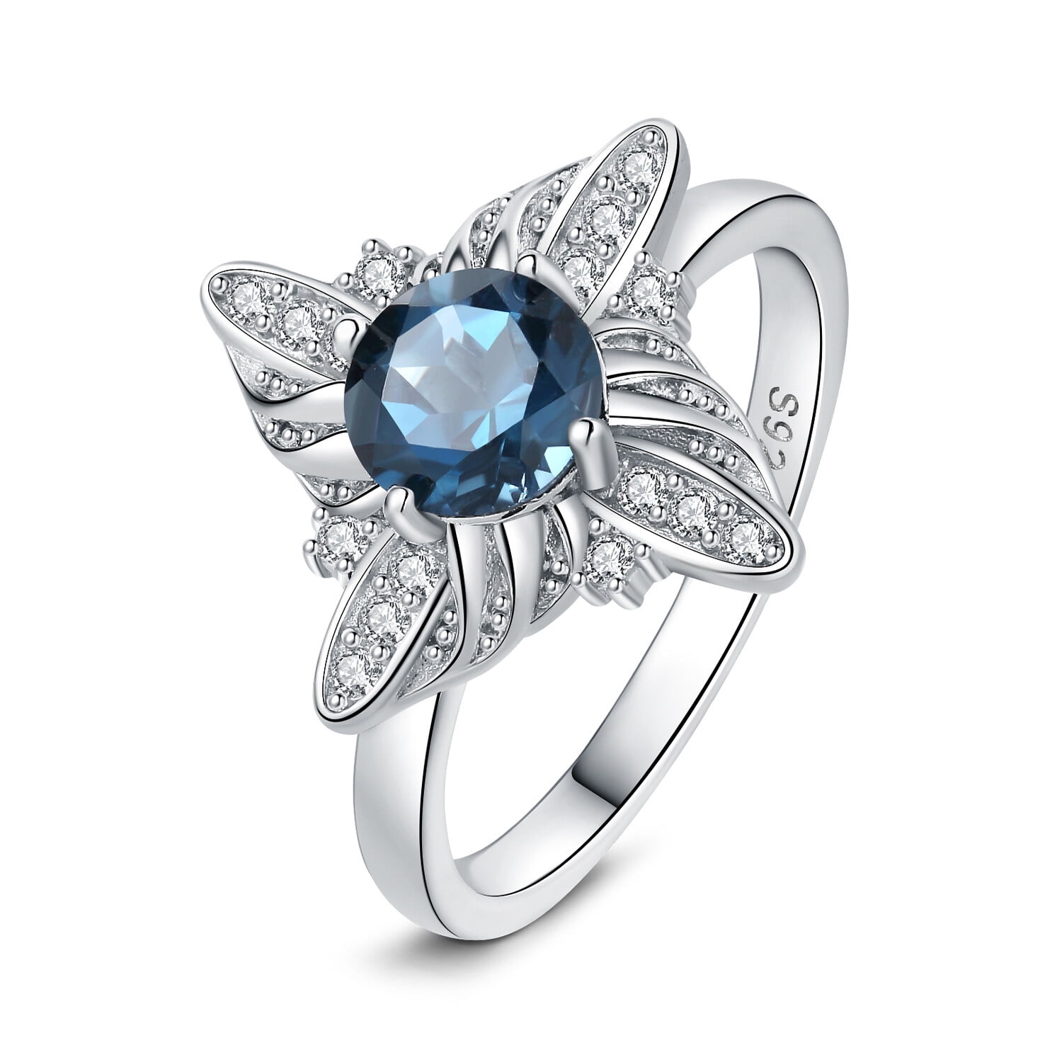 Jewelrypalace Windmill Ct Genuine London Blue Topaz Statement Ring