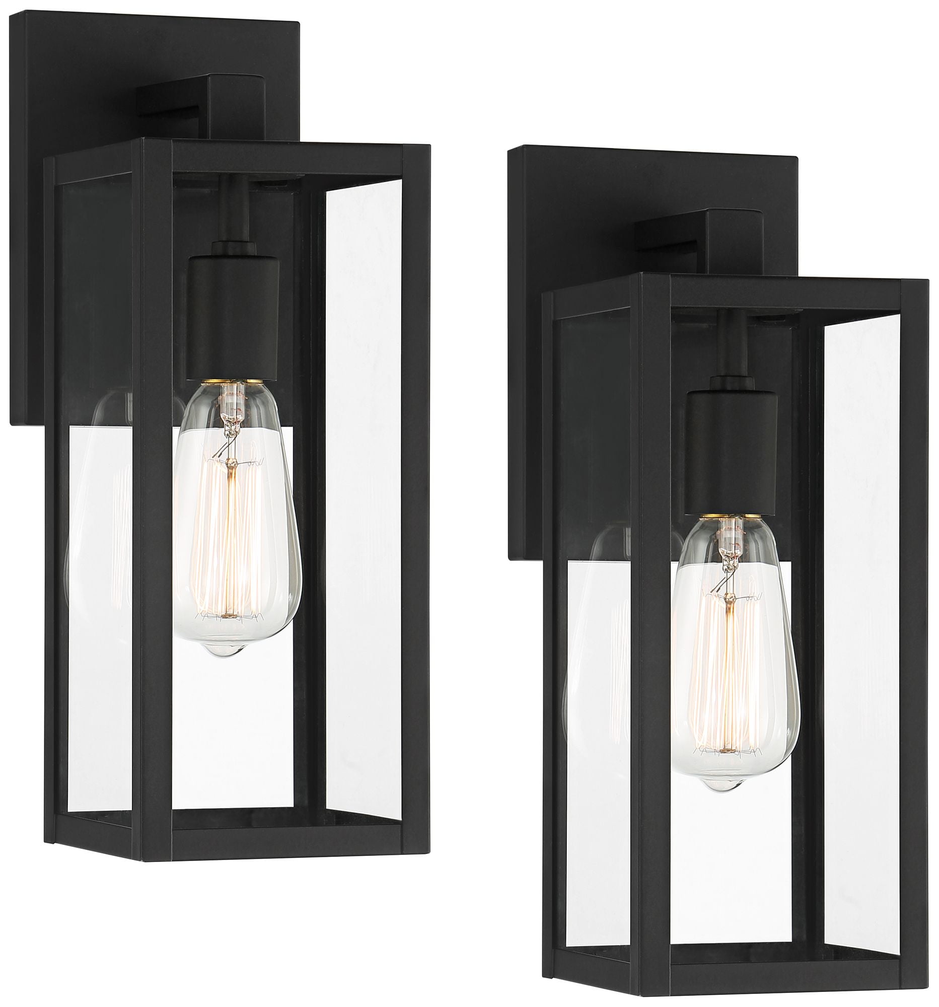 John Timberland Titan Modern Wall Light Sconces Set Of Mystic Black