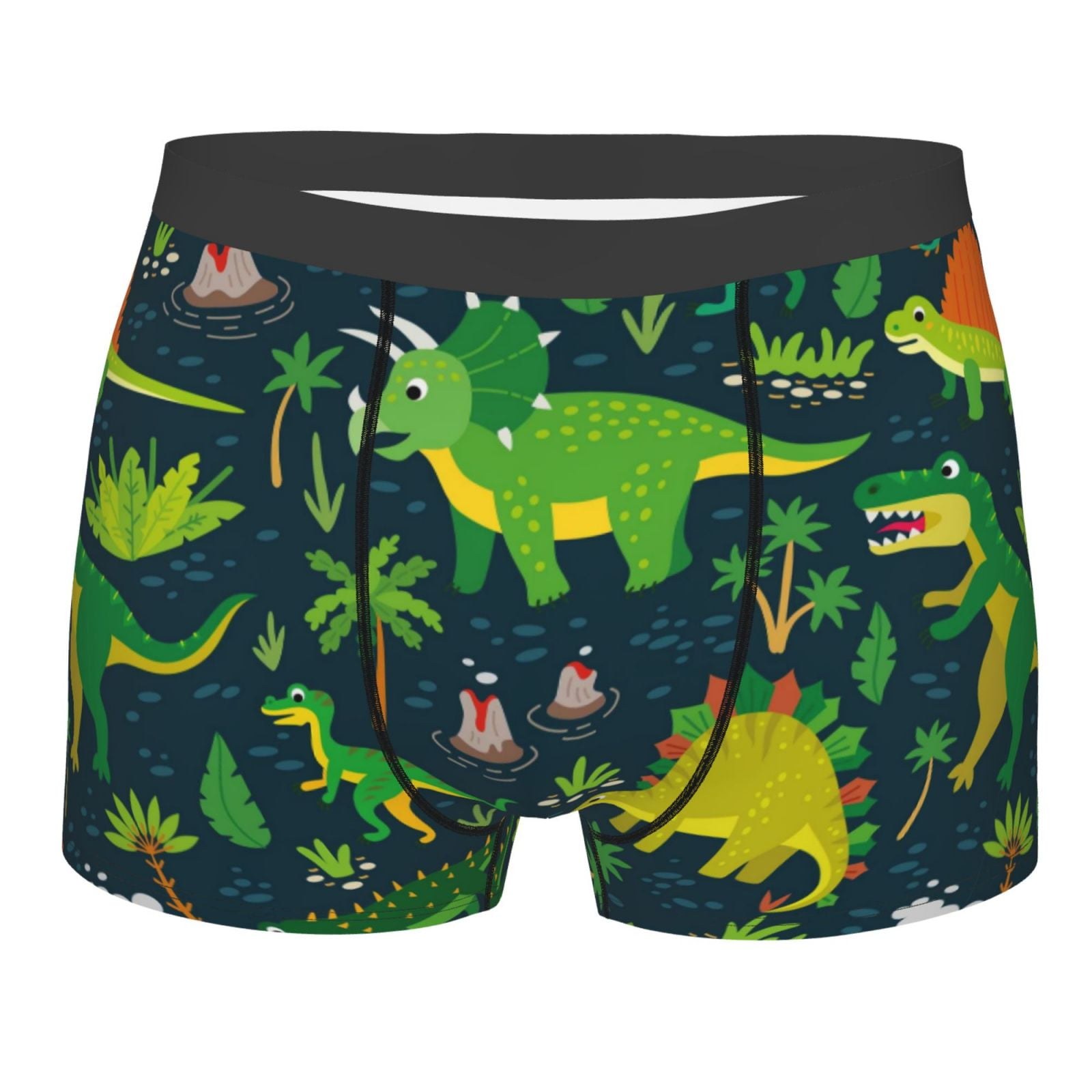 Junzan Dinosaurs And Tropical Leaves And Flowers Mens Underwear Boxer