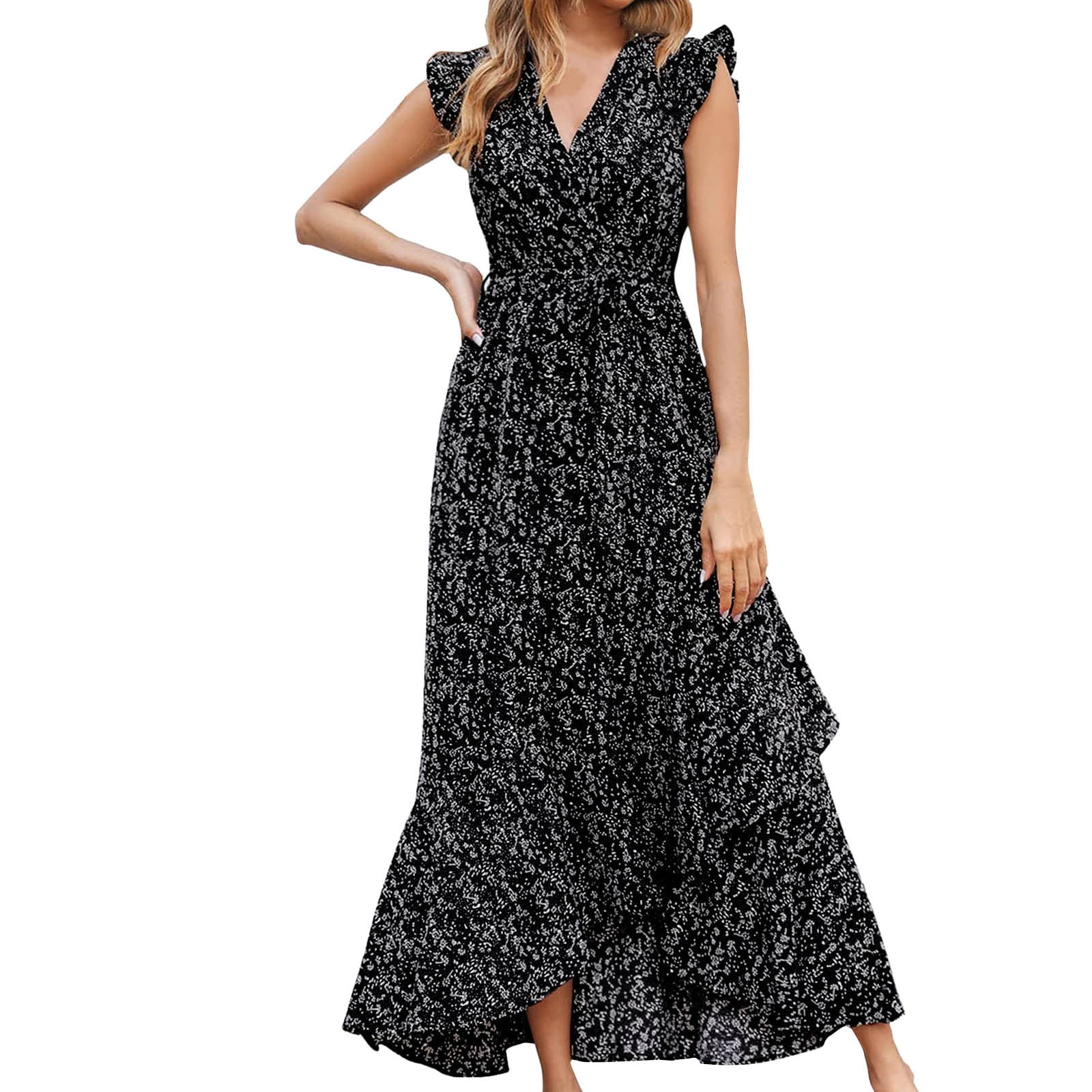 KTMKH Women Dresses 2024 Summer Floral Floral Printed Bohemian Casual