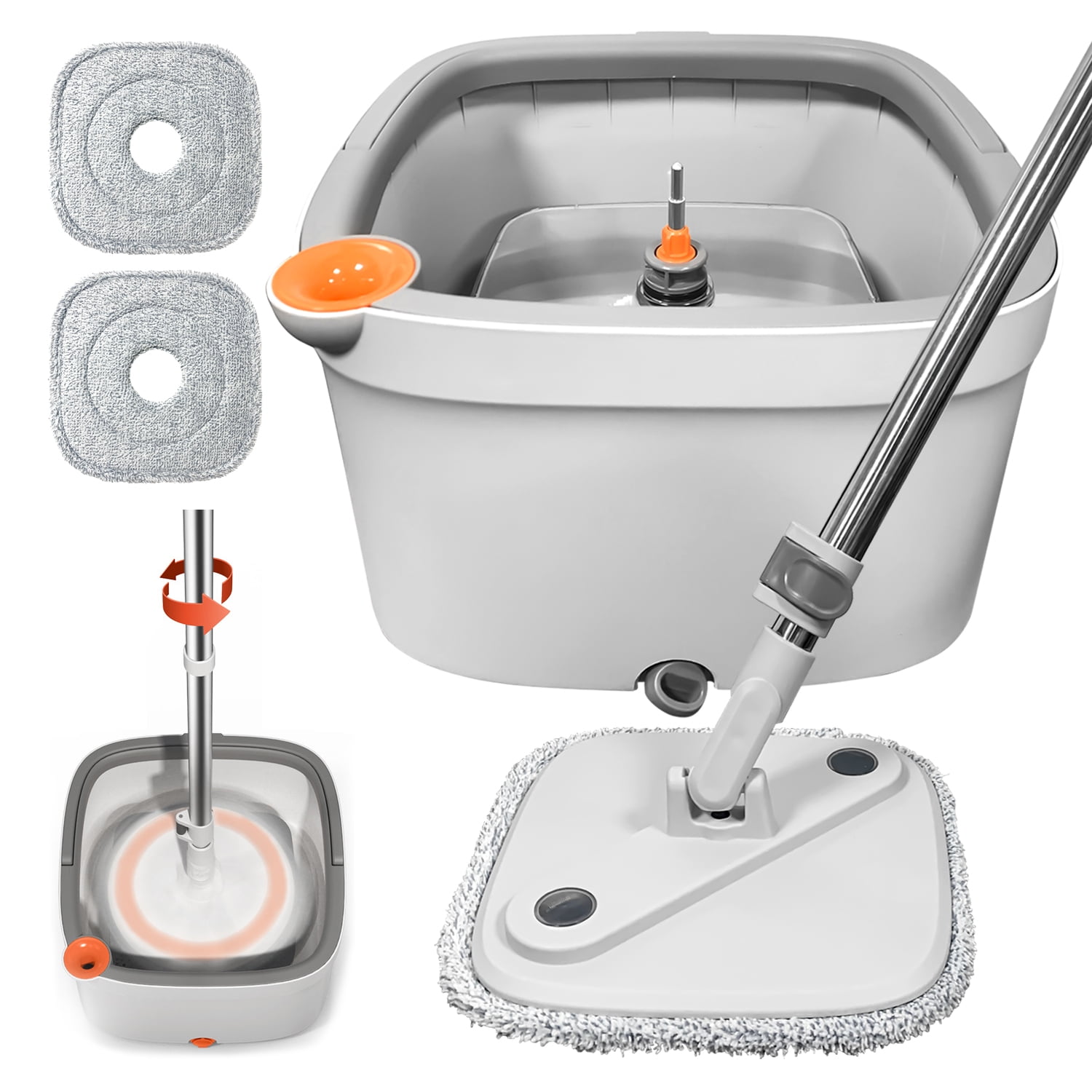 KZKR Spin Mop And Bucket Set With Self Separation Dirty And Clean Water