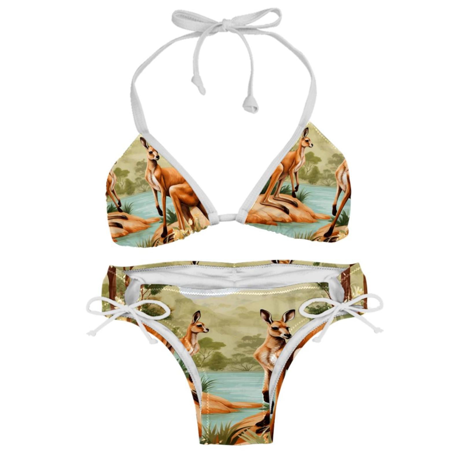 Kangaroo Adjustable Strap Bikini Set With Detachable Sponge Two Pack