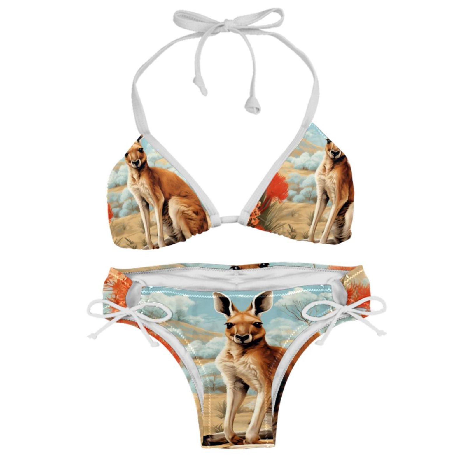 Kangaroo Swimsuit Bikini Set With Detachable Sponge And Adjustable