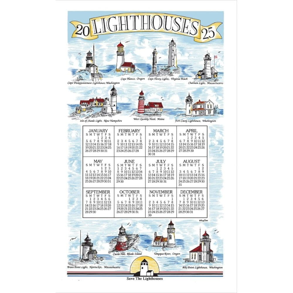 Kay Dee Designs Lighthouses 2025 Calendar Towel Walmart