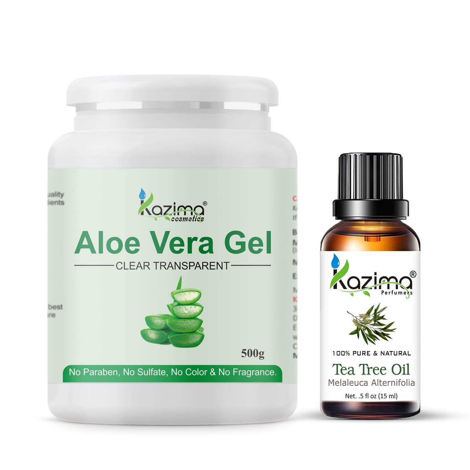 Kazima Combo Of Aloe Vera Gel G Tea Tree Essential Oil Ml