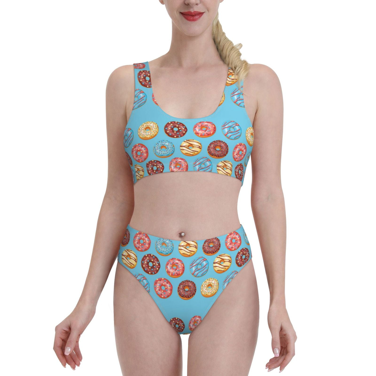 Kdxio Cute Donut For Womens High Waisted Bikini Top Sports Style Two