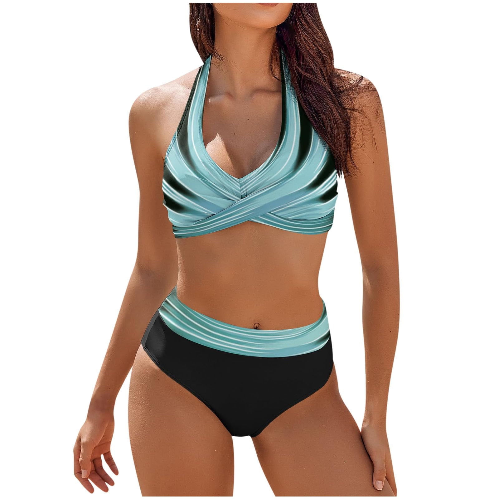 Knosfe Bikini Sets For Women Beach Two Piece Halter Swimsuit Color