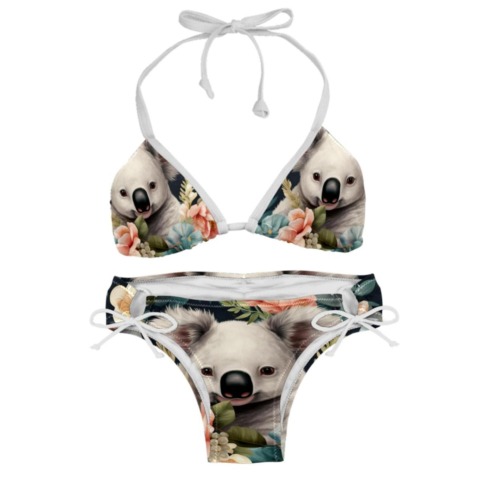 Koala Detachable Sponge Adjustable Strap Bikini Set Two Pack