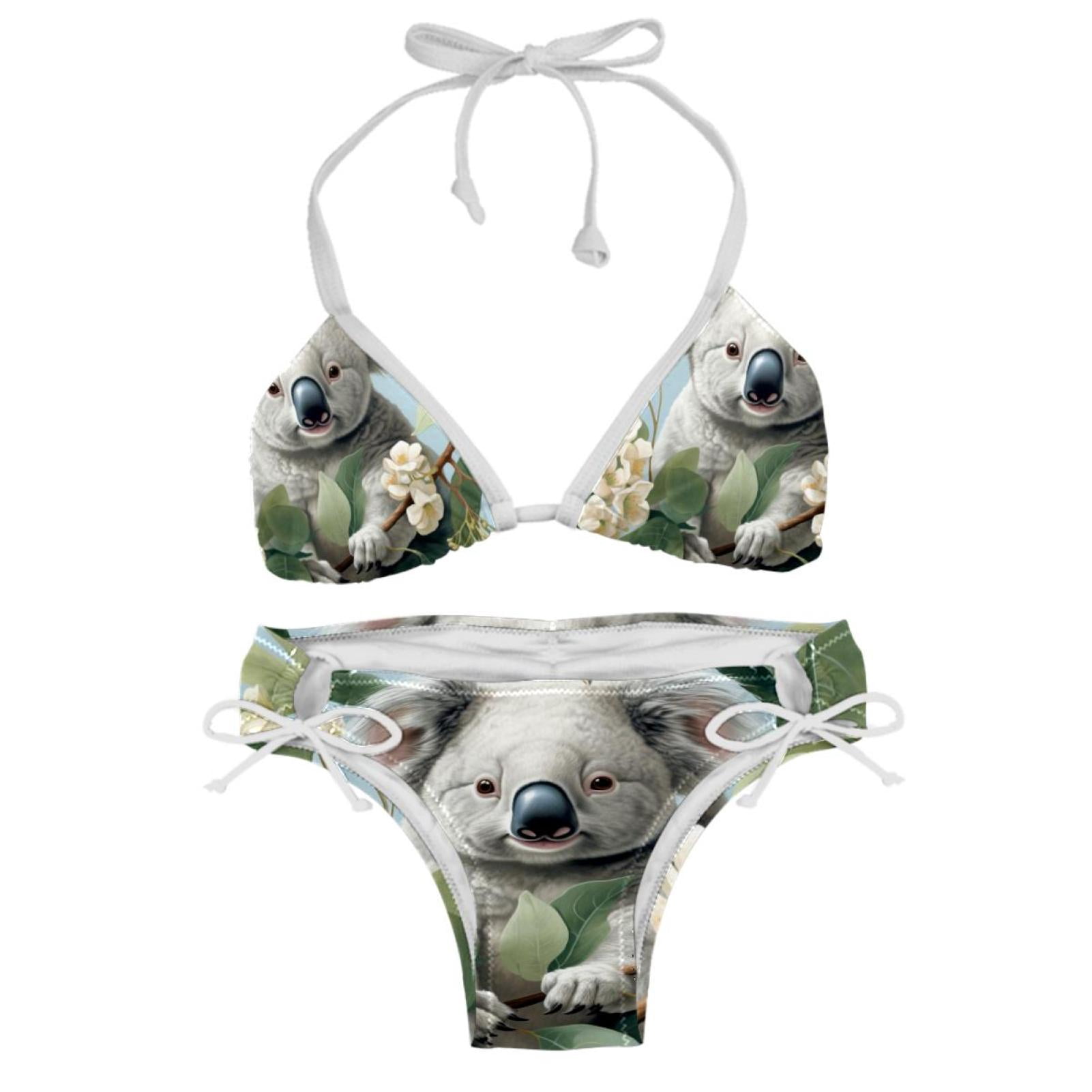 Koala Detachable Sponge Adjustable Strap Bikini Set Two Pack