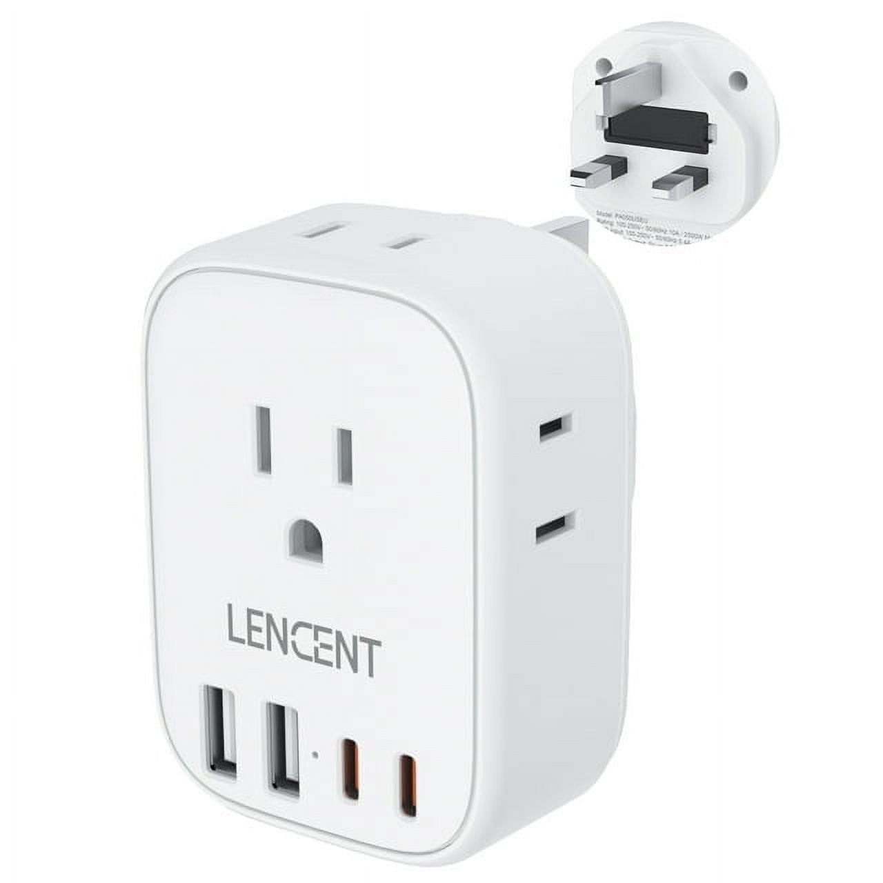 LENCENT US To UK Ireland Travel Plug Adapter Grounded Type G Outlet