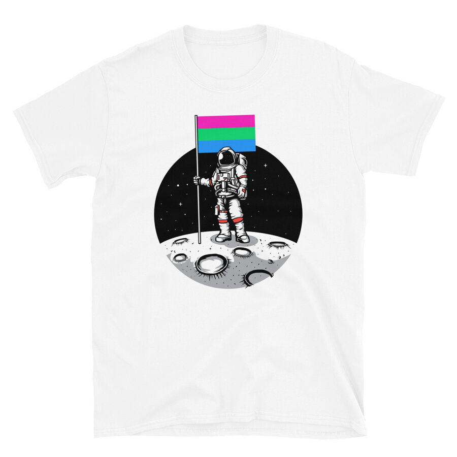 Lgbt Pride Polysexual Flag Astronaut Moon Landing Short Sleeve Unisex T