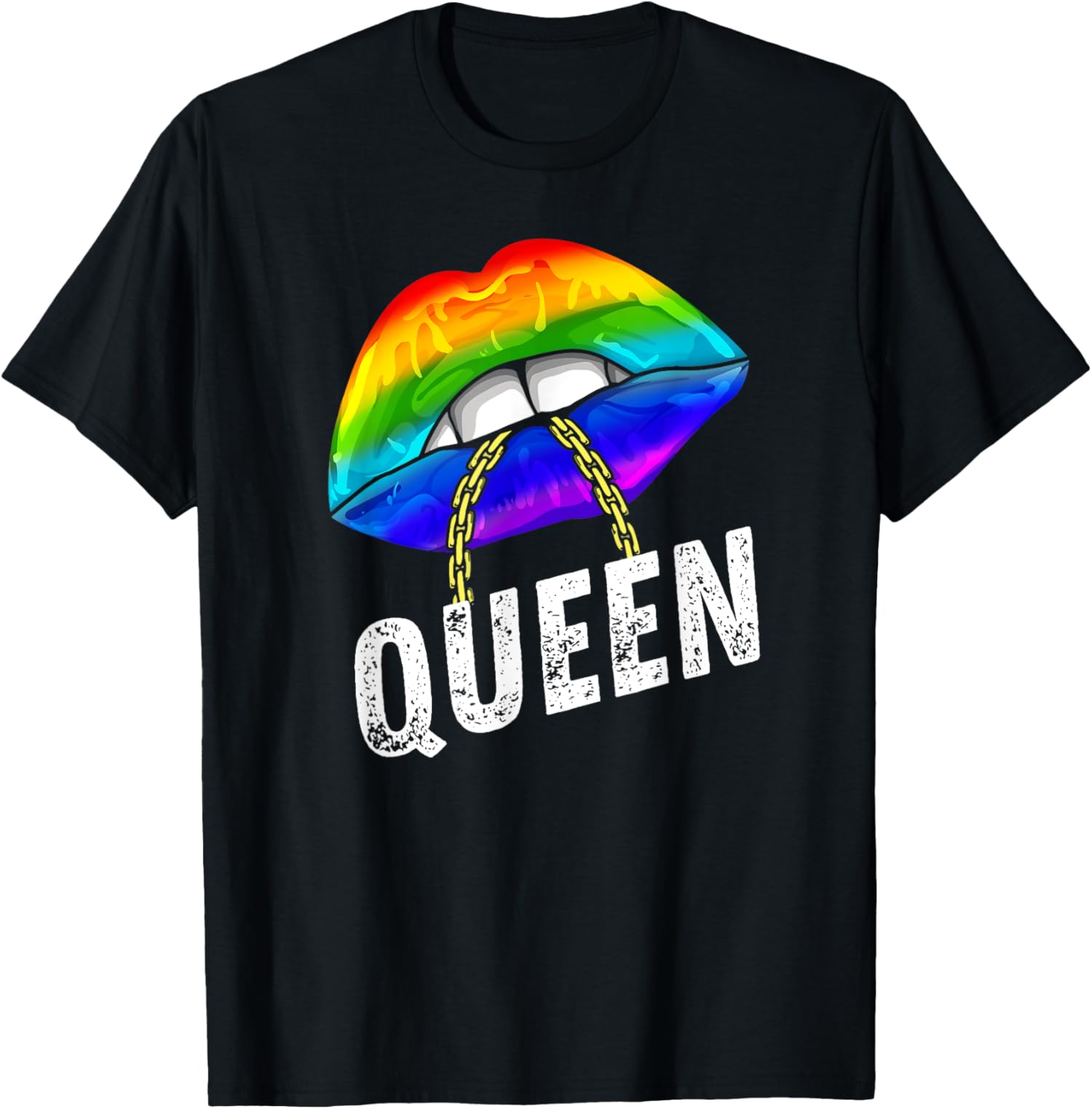 LGBTQ Gay Queen Lips Chain Gay Rights Proud Pride Rainbow T Shirt