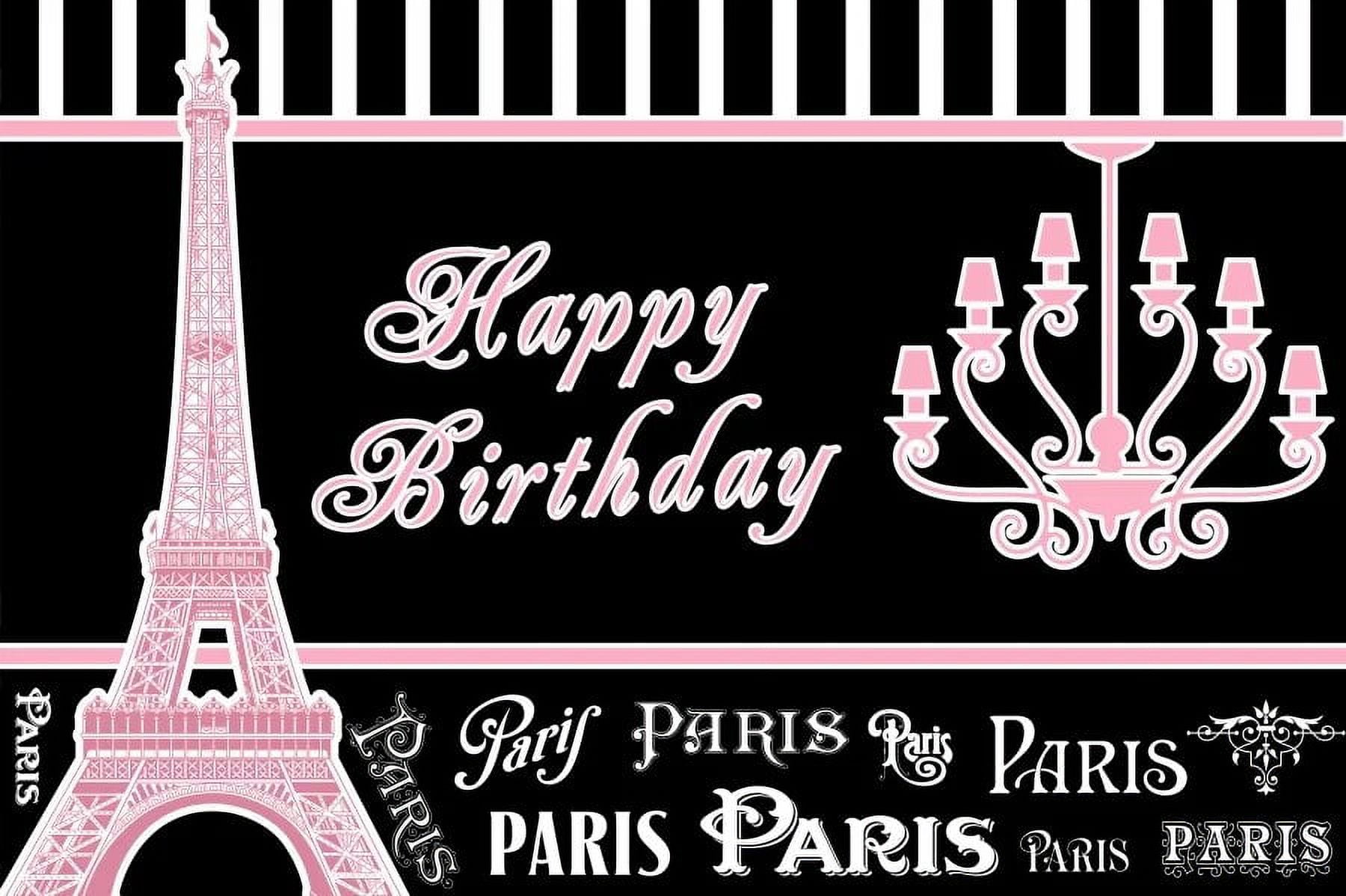 Laeacco Birthday Photocall Pink Paris Eiffel Tower Flowers Chandelier