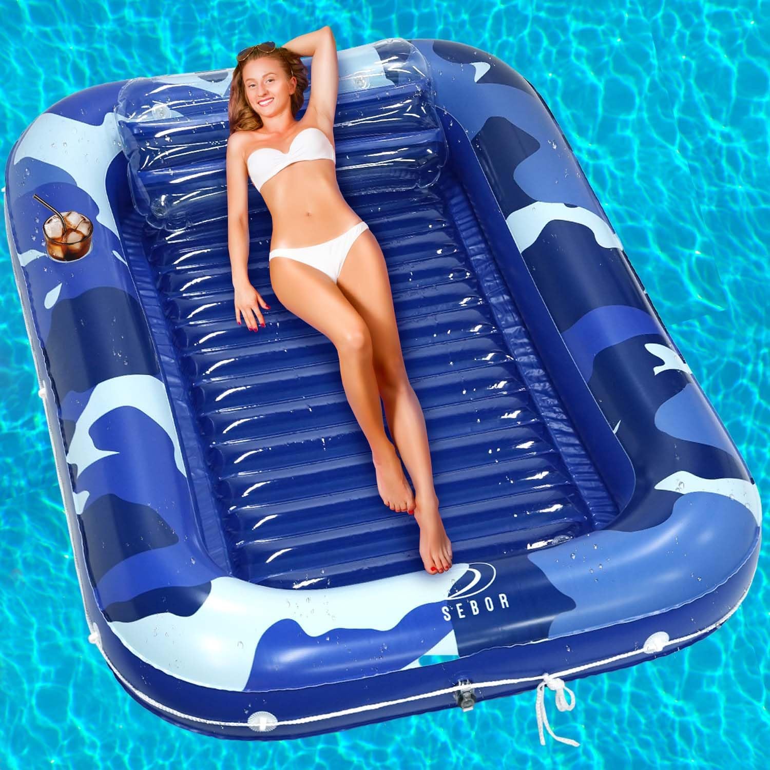 Larger Inflatable Tanning Pool Lounger Float Heavy Duty X